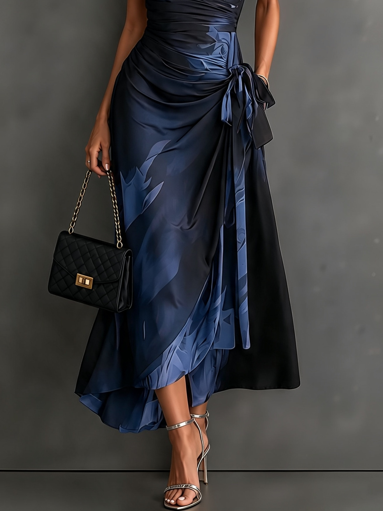Serena | Abstract Print Wrap Midi Dress