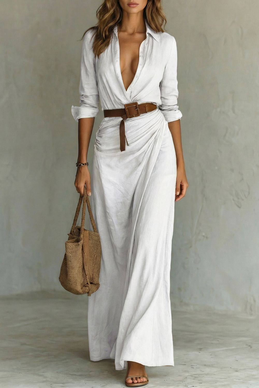 Azura | Button-Down Belted Maxi Dress