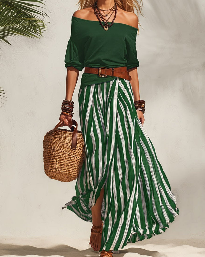 Madison | Striped Maxi Skirt Set