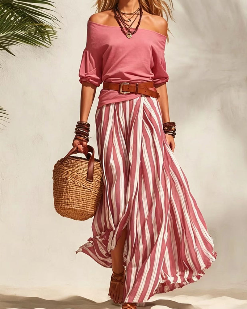 Madison | Striped Maxi Skirt Set