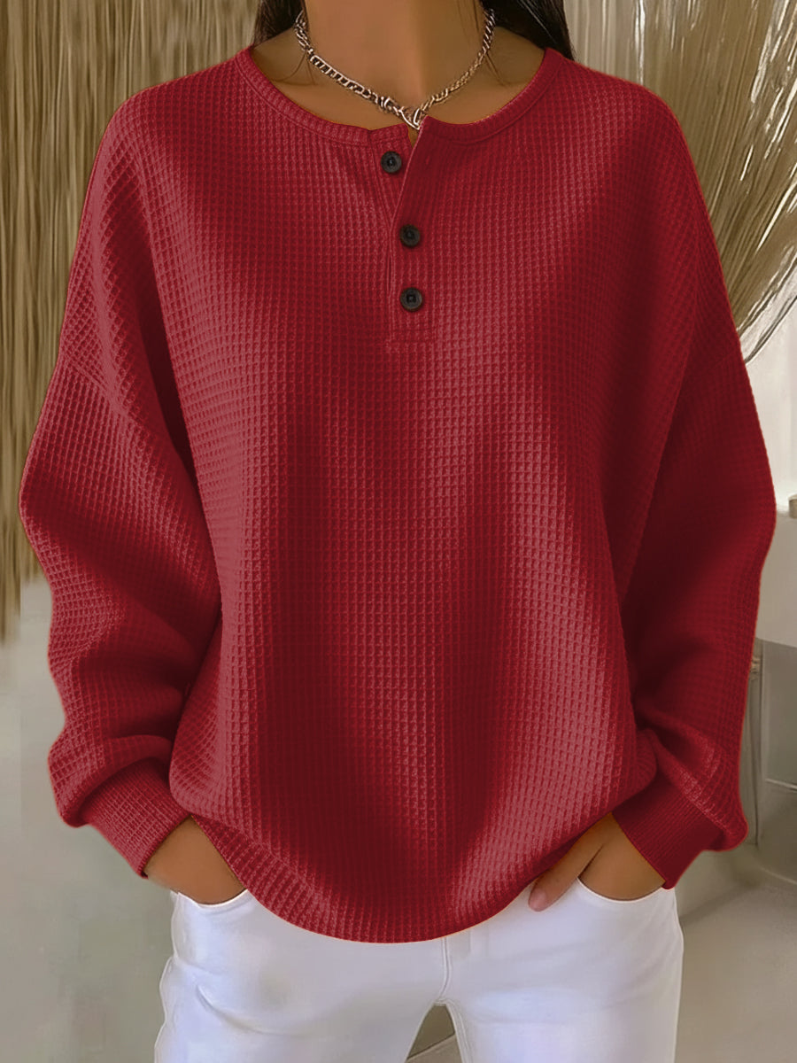 Margot | Henley Button Sweatshirt