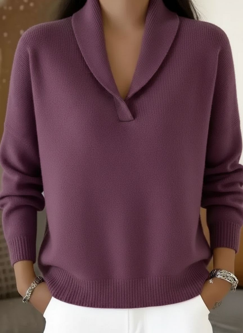 Everly | V-Neck Shawl Collar Sweater