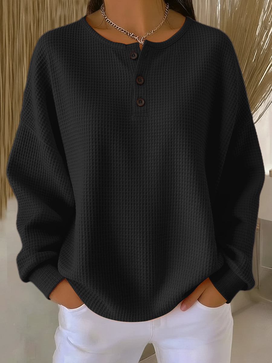 Margot | Henley Button Sweatshirt
