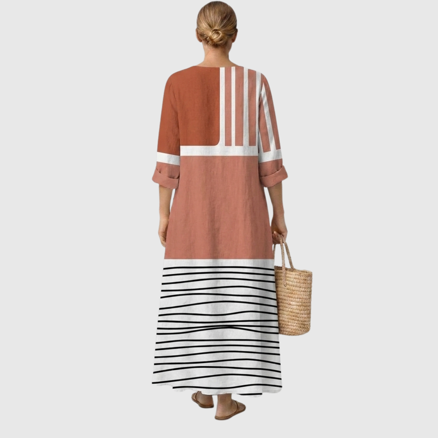 Boho Nature Print Maxi Dress