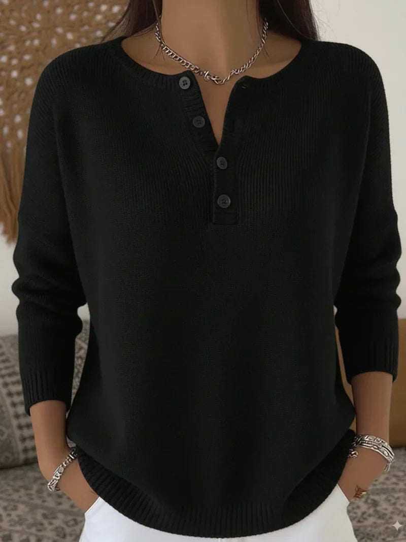 Helena | Henley Placket Knit Sweater