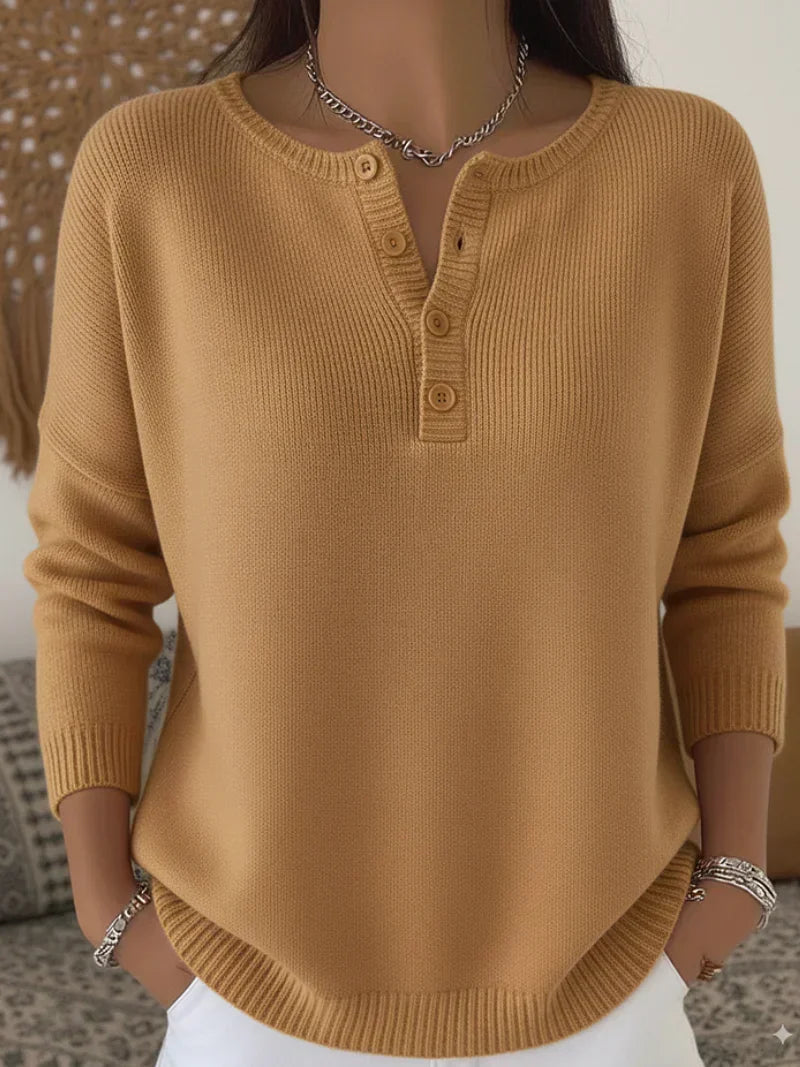 Helena | Henley Placket Knit Sweater