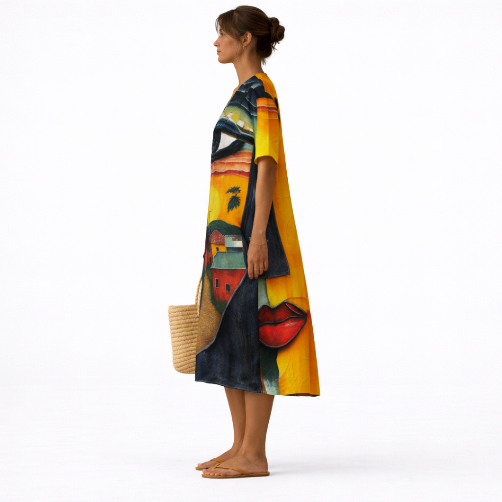 Boho Handcrafted Print Long Dress