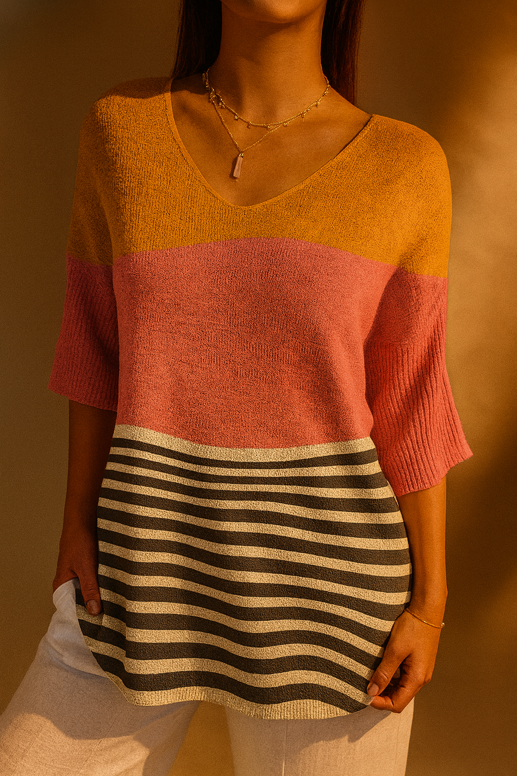 Corinna | Relaxed Color-Block Pullover