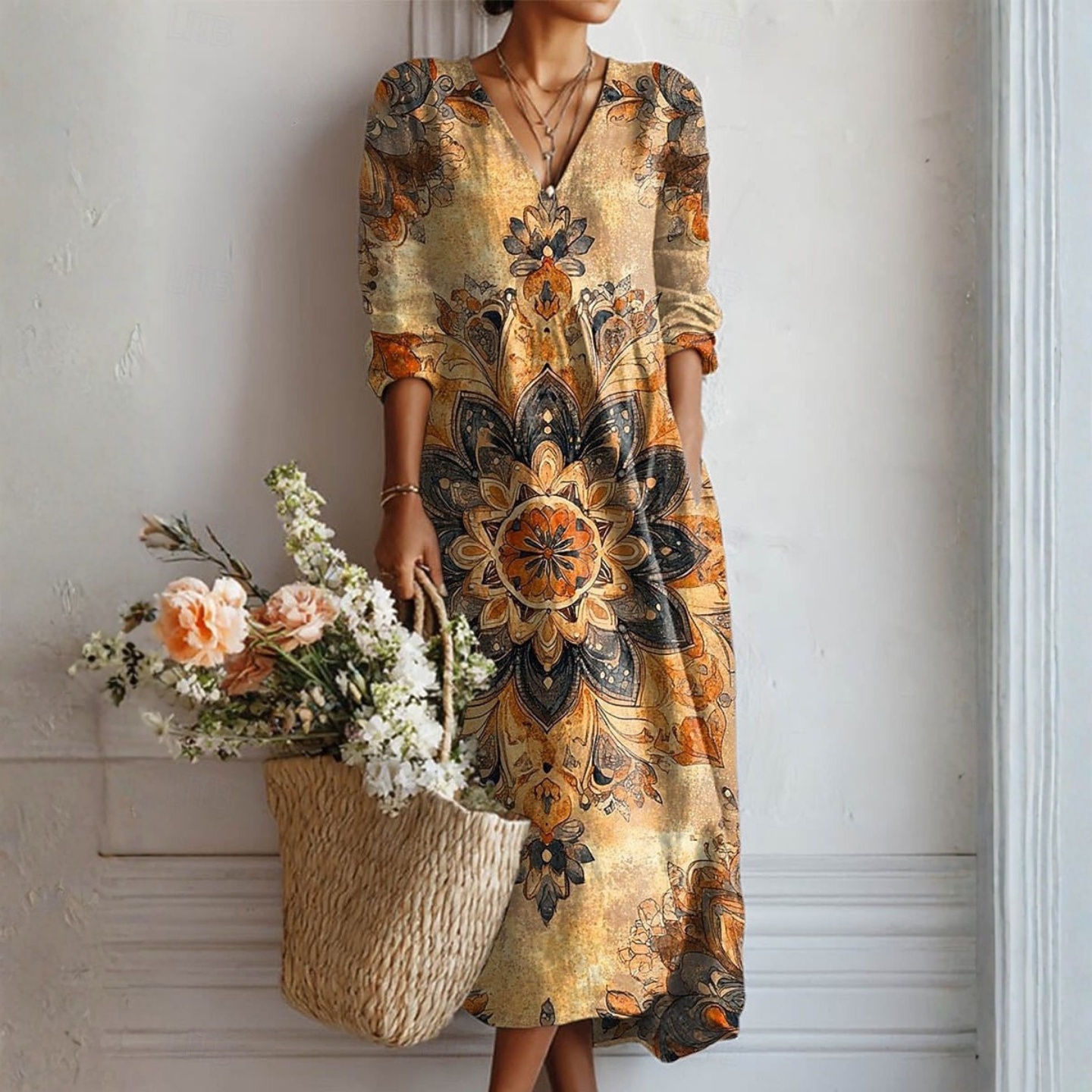 Boho Flowing Print Maxi Dress
