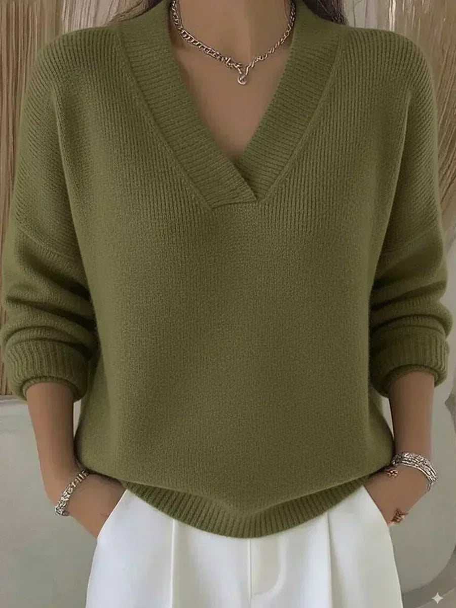 Violet | Deep V-Neck Knit Sweater