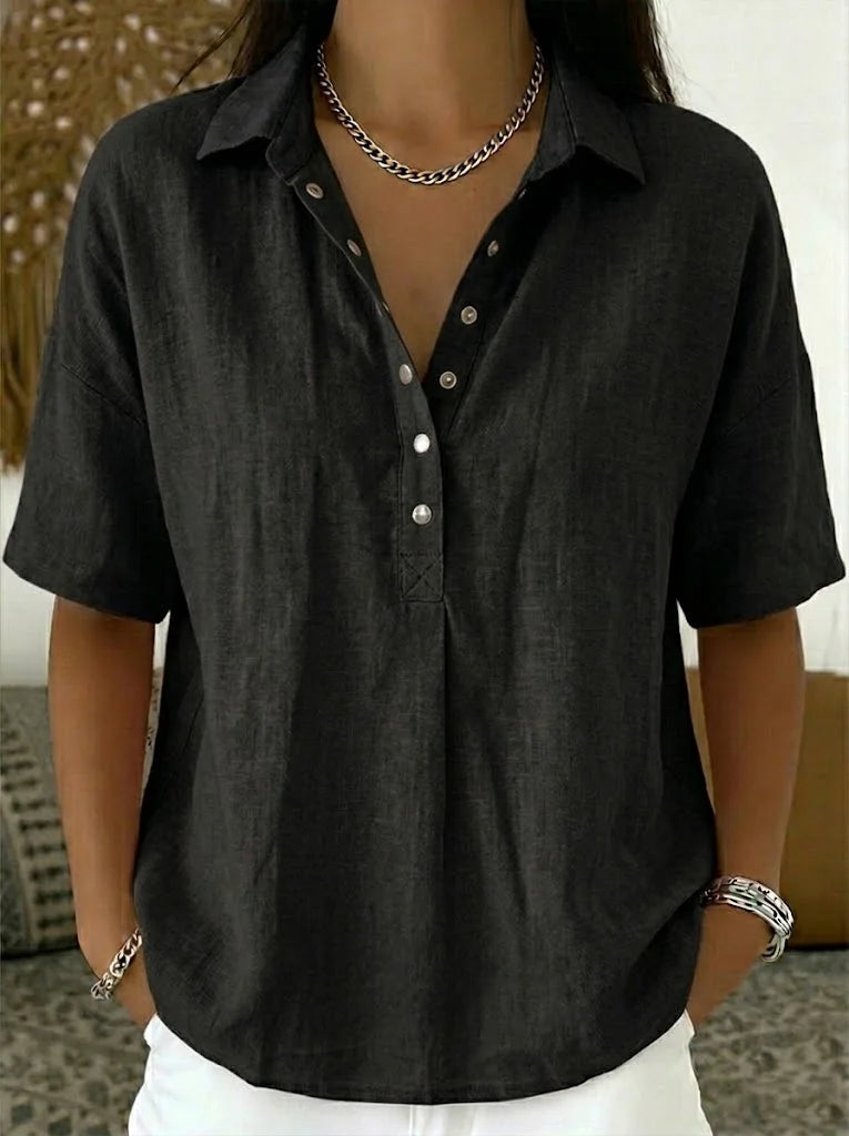 Charlisse | Linen Collared Blouse
