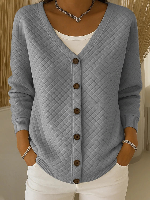 Lenora | Quilted Knit Button Cardigan