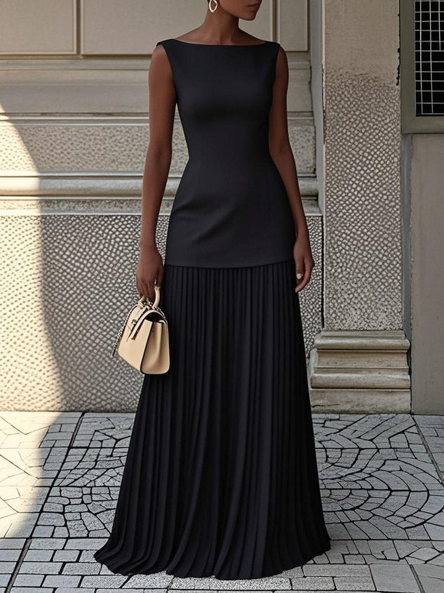 Shania | Pleated Sleeveless Maxi Dress
