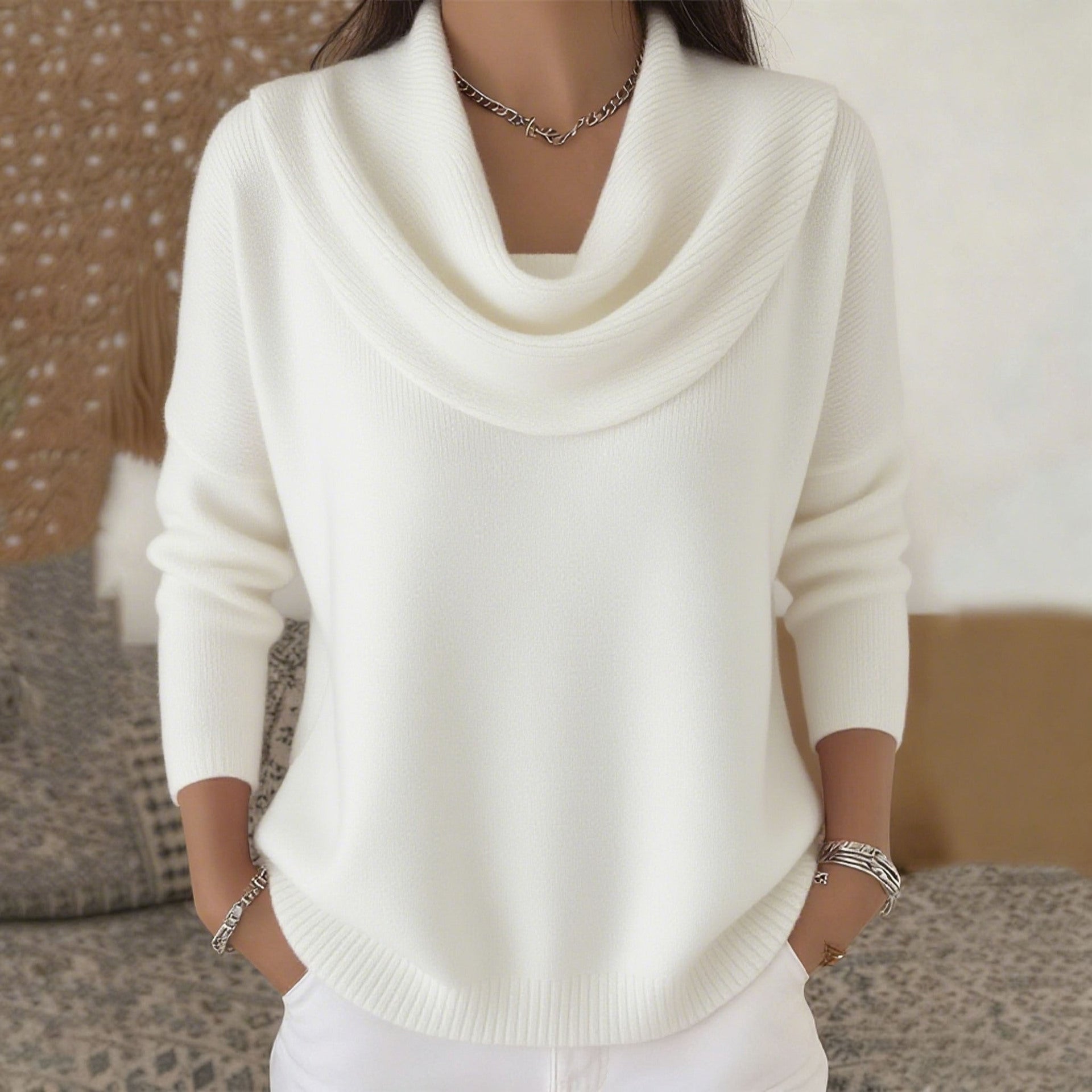 Julia | Draped Neck Knit Sweater