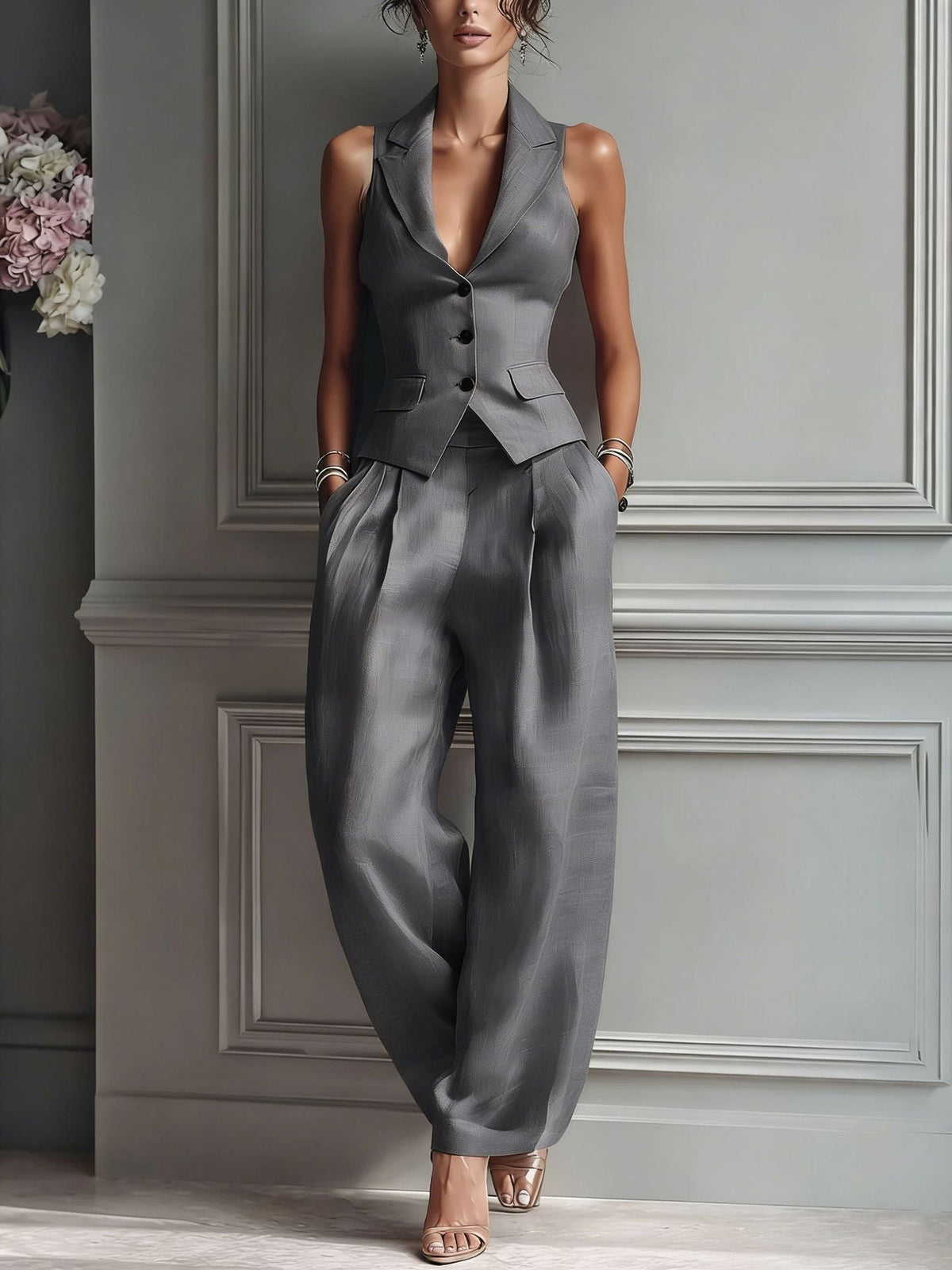 Juniper | V-Neck Button Two-Piece Set
