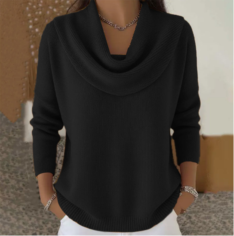 Julia | Draped Neck Knit Sweater
