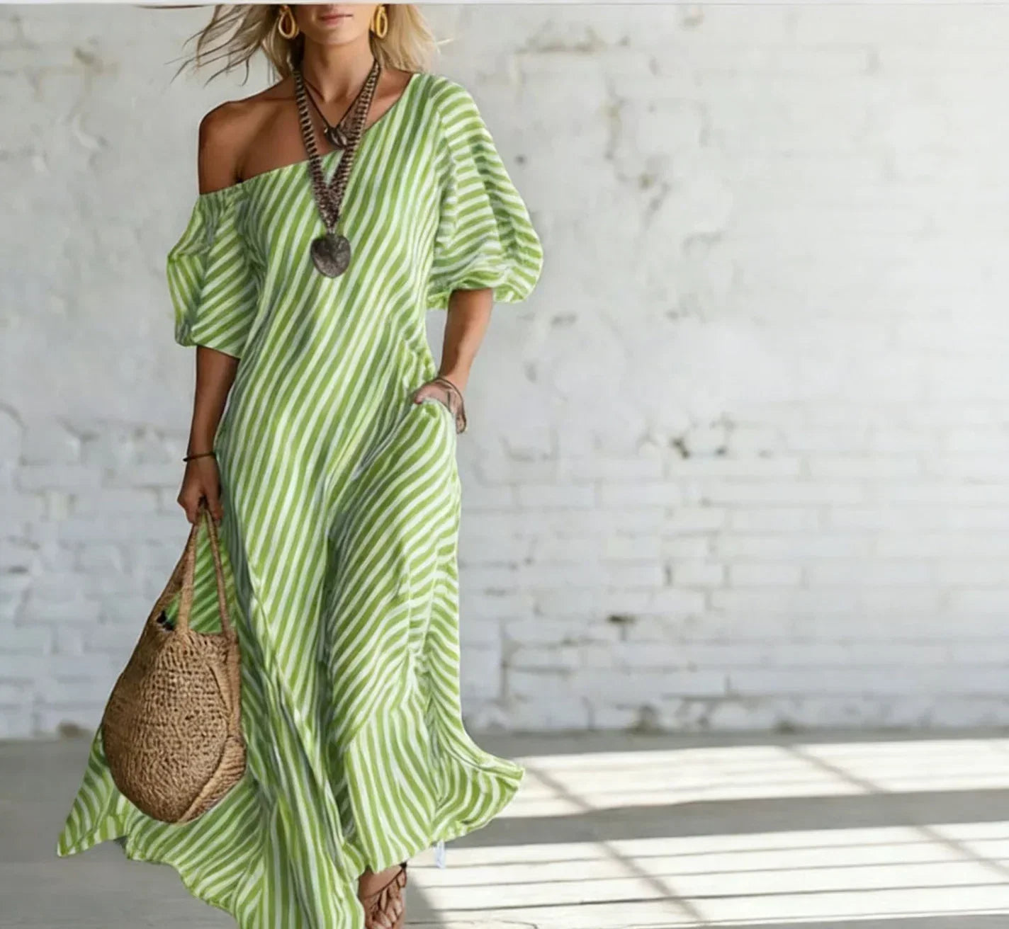 Alysha | Striped One-Shoulder Maxi Dress