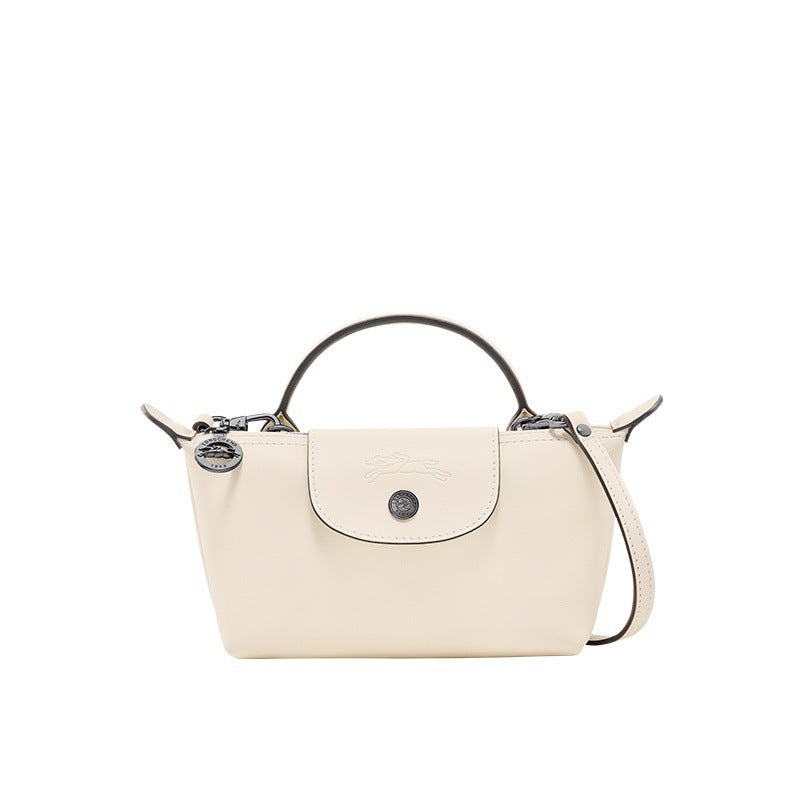 Mini Leather Tote Bag - White
