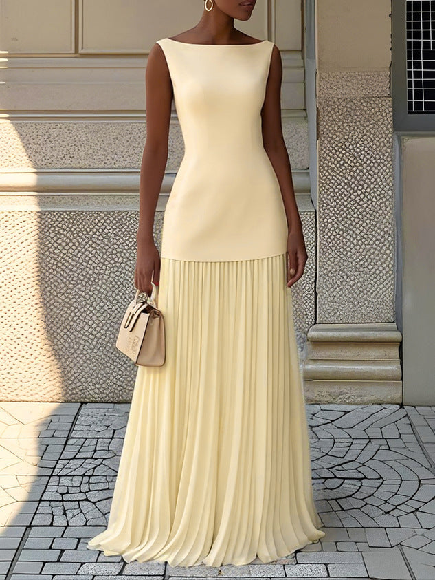 Shania | Pleated Sleeveless Maxi Dress