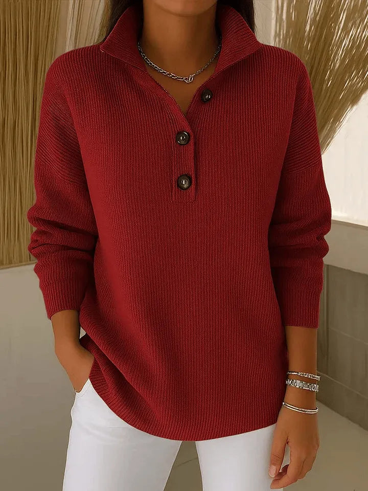 Amber | Polo Placket Knit Sweater