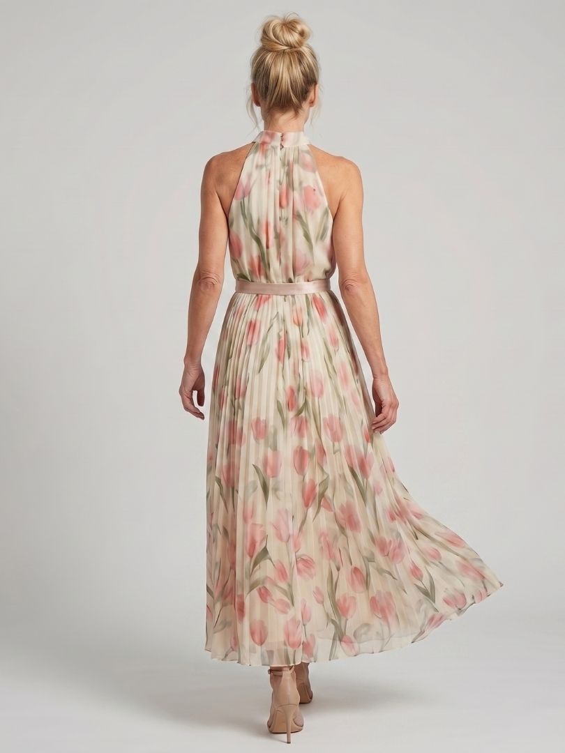 Liora | Halter Neck Floral Midi Dress