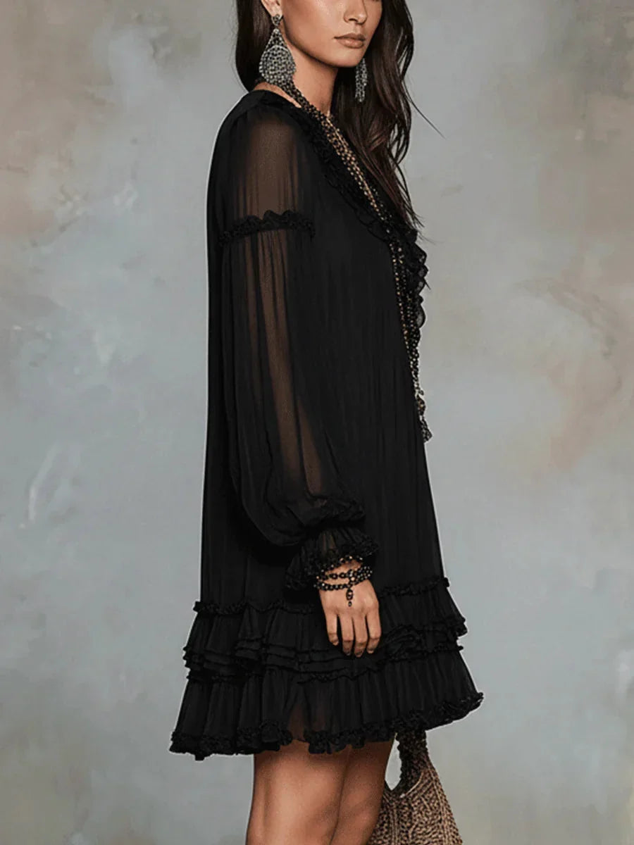 Aurelia | Ruffle Trim Mini Dress