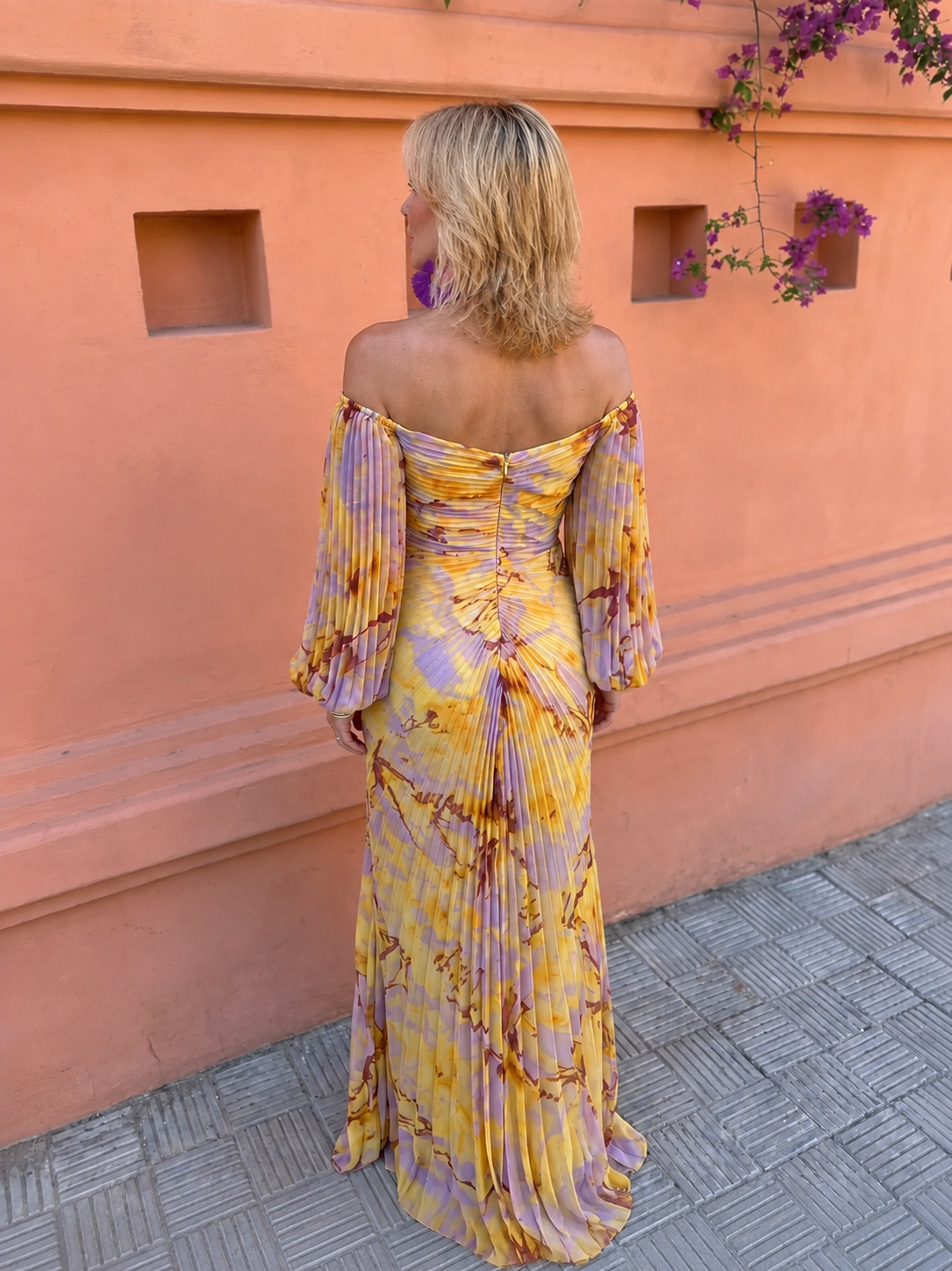 Greta | Long Floral Dress with Deep Neckline