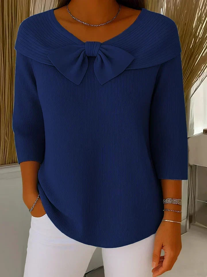 Trinity | Bow Neck Ribbed Sweater