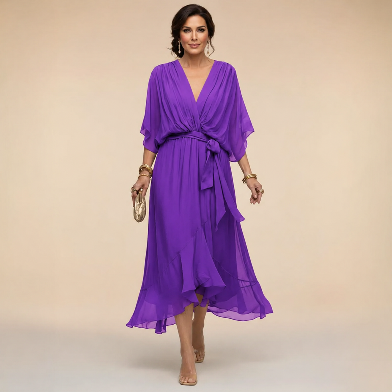 Monica | V-Neck Chiffon Dress