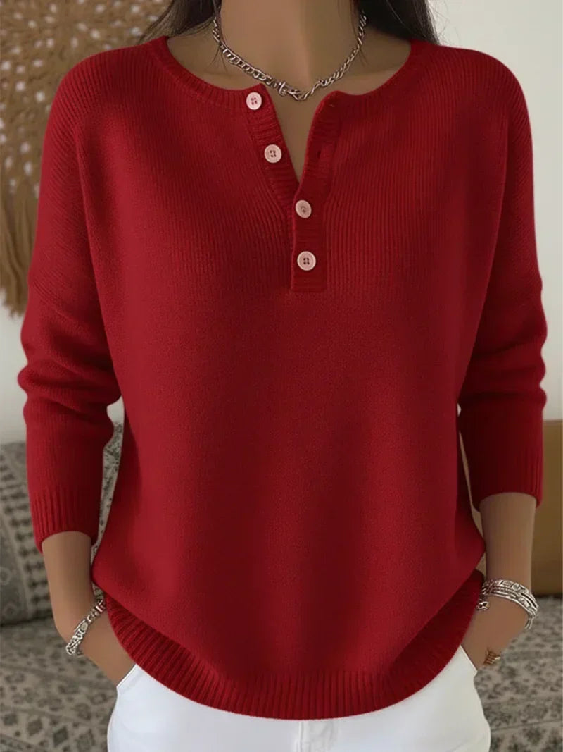 Helena | Henley Placket Knit Sweater
