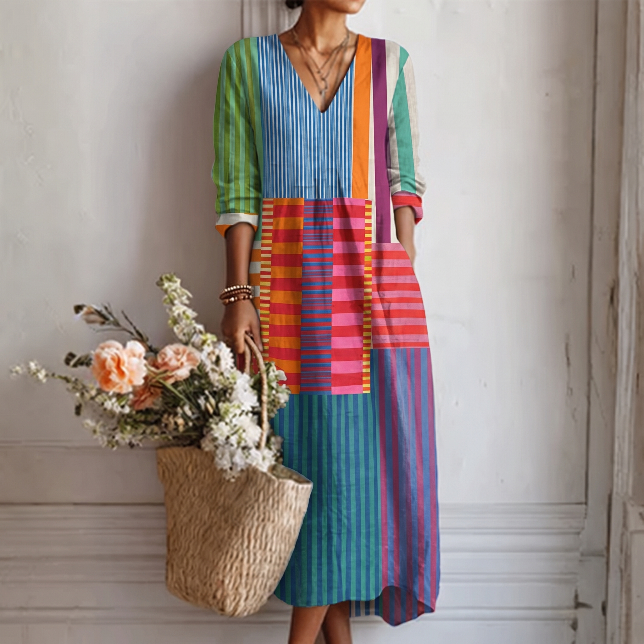 Boho Wanderer Print Long Dress