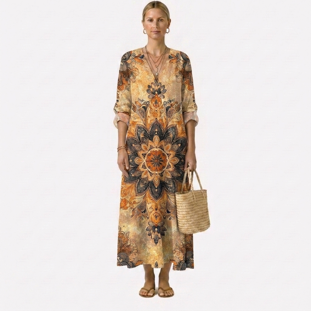Boho Flowing Print Maxi Dress