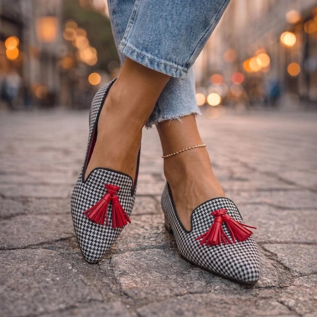 Livia | Pointed Toe Tassel Ballet Flats