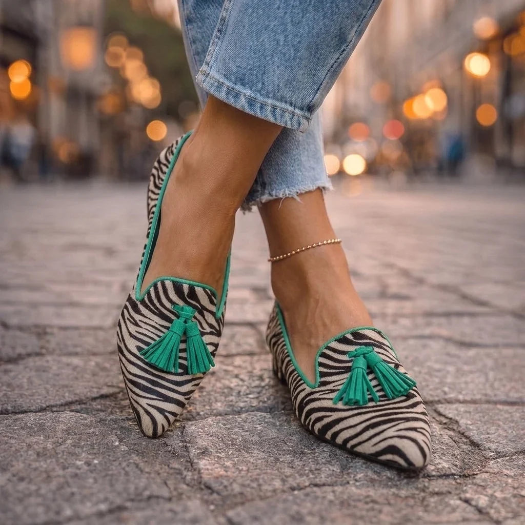 Livia | Pointed Toe Tassel Ballet Flats