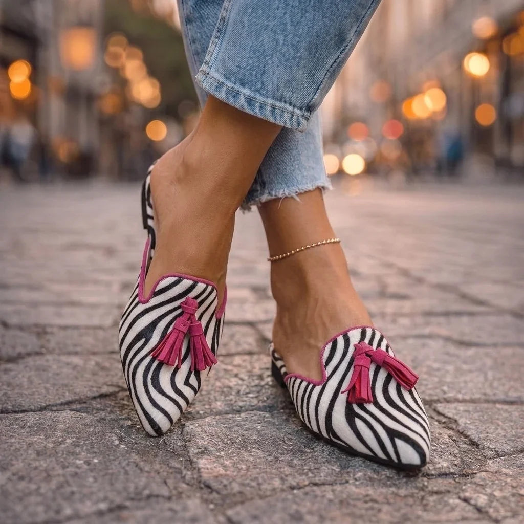Serafina | Pointed Toe Tassel Mules