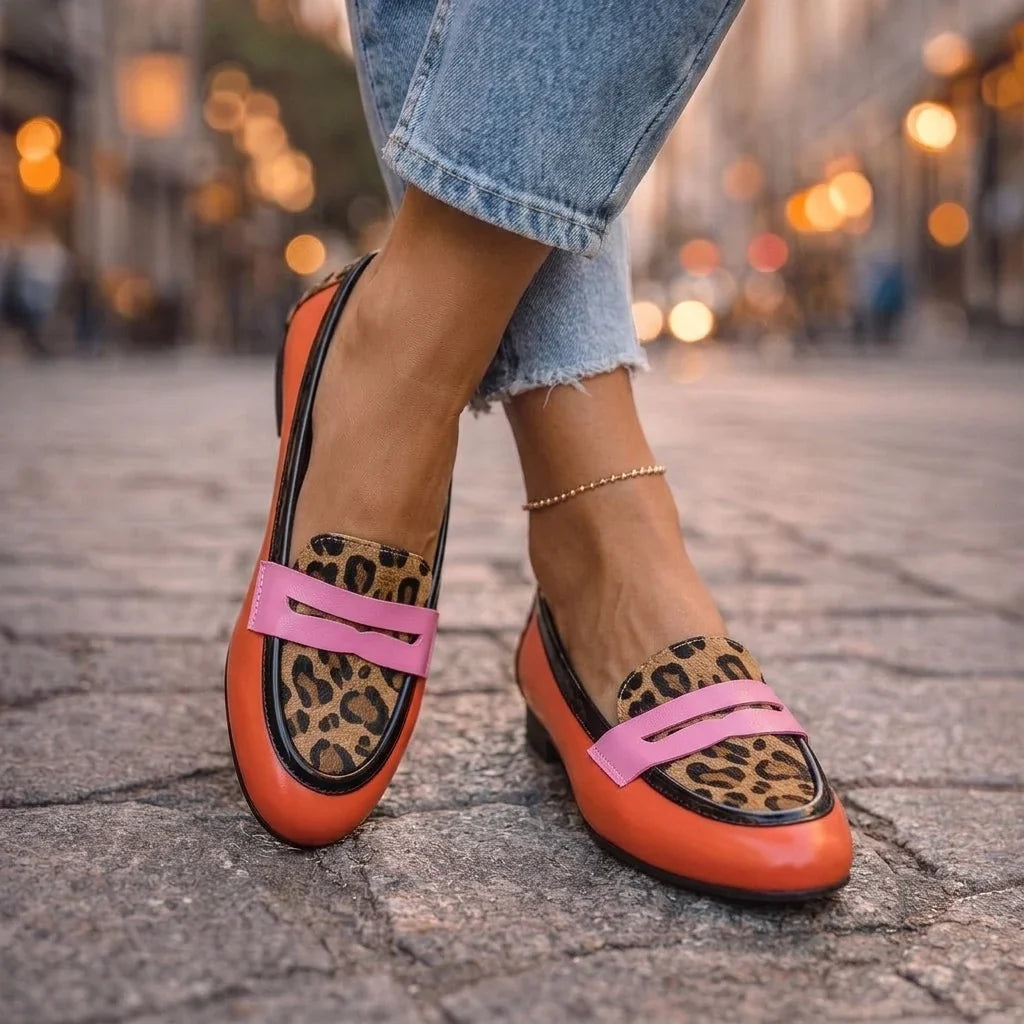 Rosalia | Leopard Print Colour Block Loafers