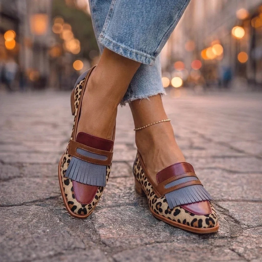 Bianca | Leopard Print Fringe Loafers