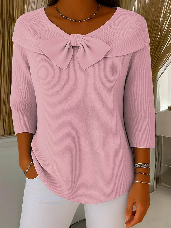 Trinity | Bow Neck Ribbed Sweater