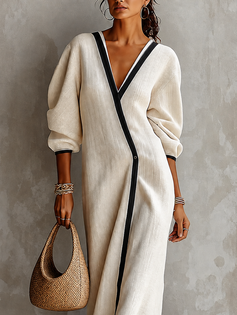 Laura | Linen Blend Wrap Maxi Dress