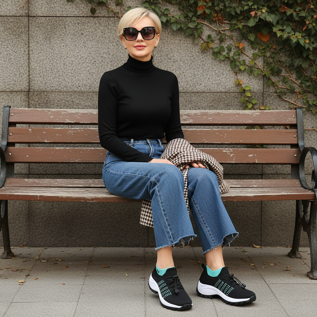 Linda | Knit Orthopedic Shoes in Green & Black