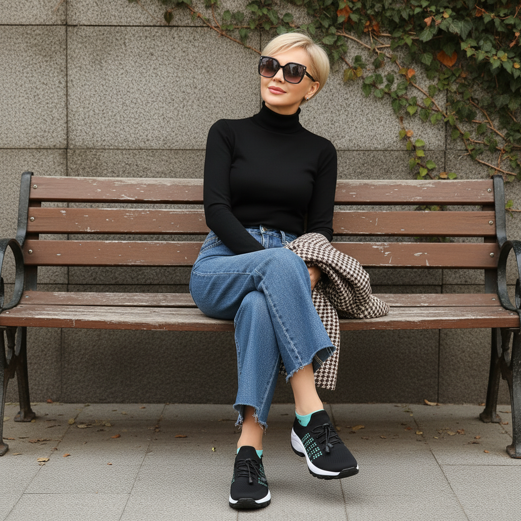 Linda | Knit Orthopedic Shoes in Green & Black