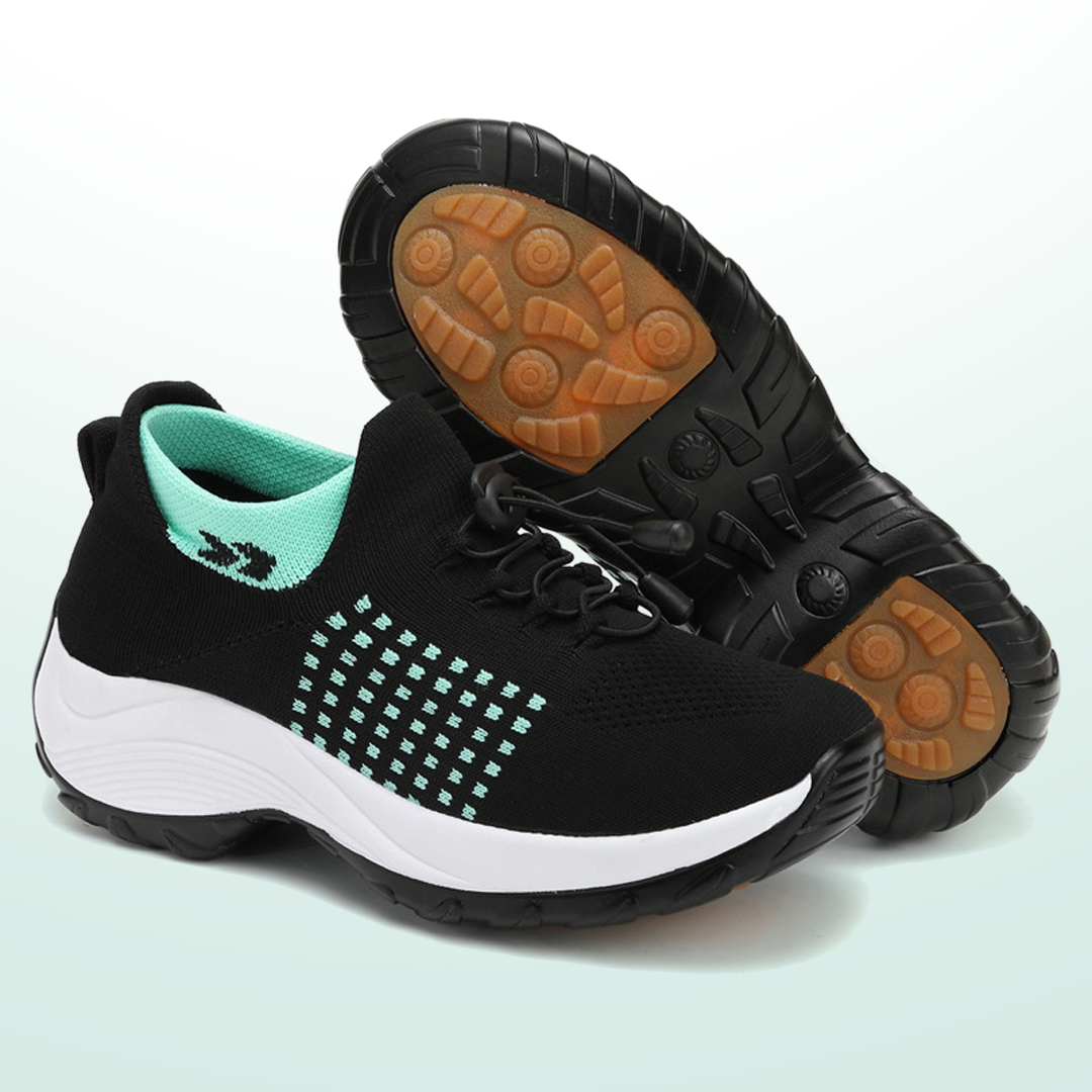 Linda | Knit Orthopedic Shoes in Green & Black