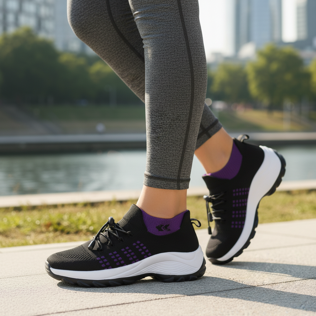 Ava | Knit Orthopedic Shoes in Purple & Black