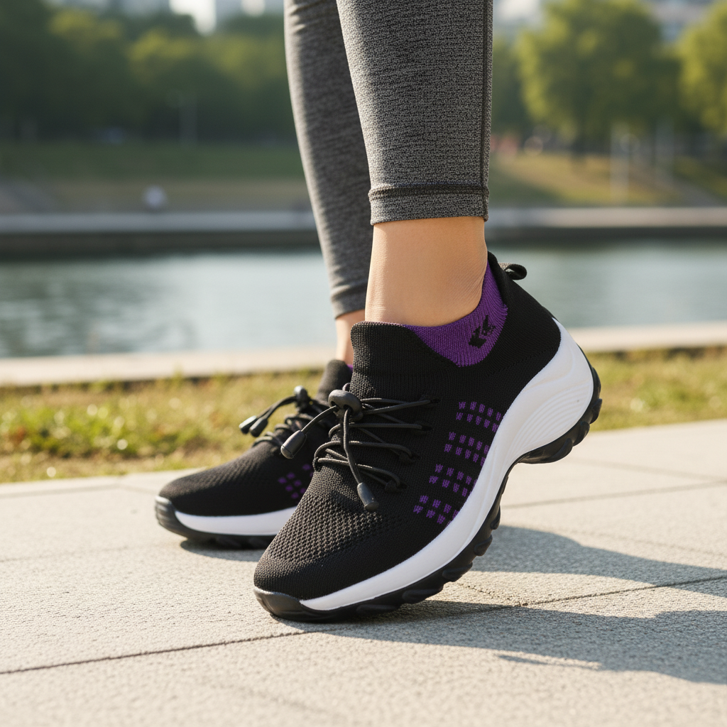 Ava | Knit Orthopedic Shoes in Purple & Black