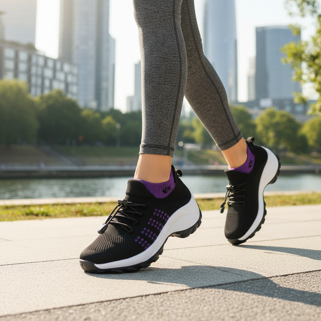 Ava | Knit Orthopedic Shoes in Purple & Black