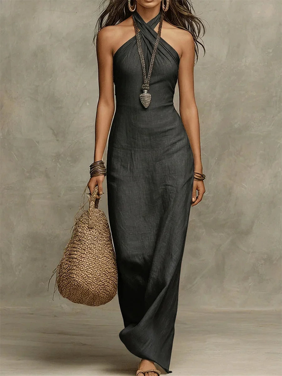 Avelina | Voluminous Halter-Neck Maxi Dress