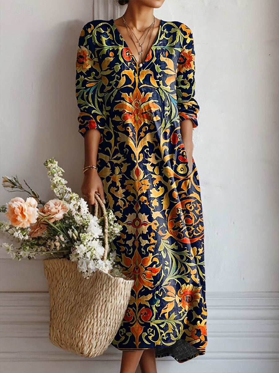 Boho Vibrant Print Maxi Dress
