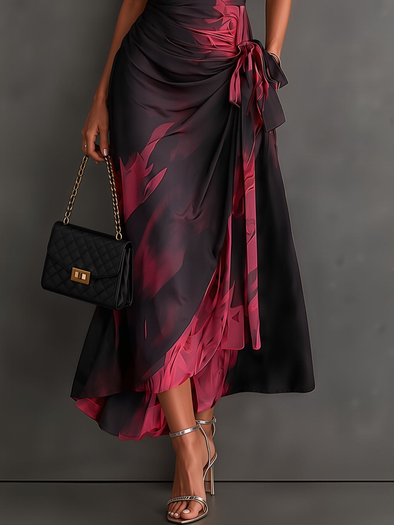 Serena | Abstract Print Wrap Midi Dress
